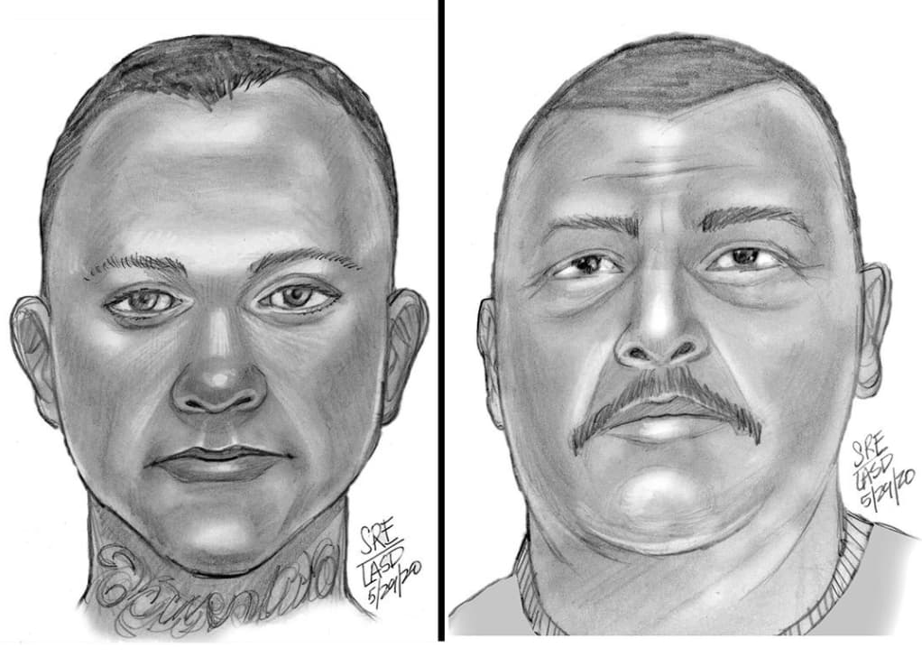 El 
<b>pistolero</b> fue descrito como de unos 20 años, de 5 pies y 8 pulgadas de alto, de complexión media y cabello corto. El 
<b>conductor</b> fue descrito como de unos 40 años, de 5 pies 8 pulgadas a 5 pies 9 pulgadas de alto, de complexión corpulenta y posible bigote.