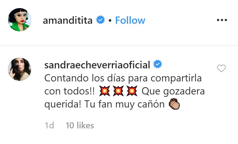 La actriz respondió el mensaje de la publicación y confesó que es su gran seguidora.