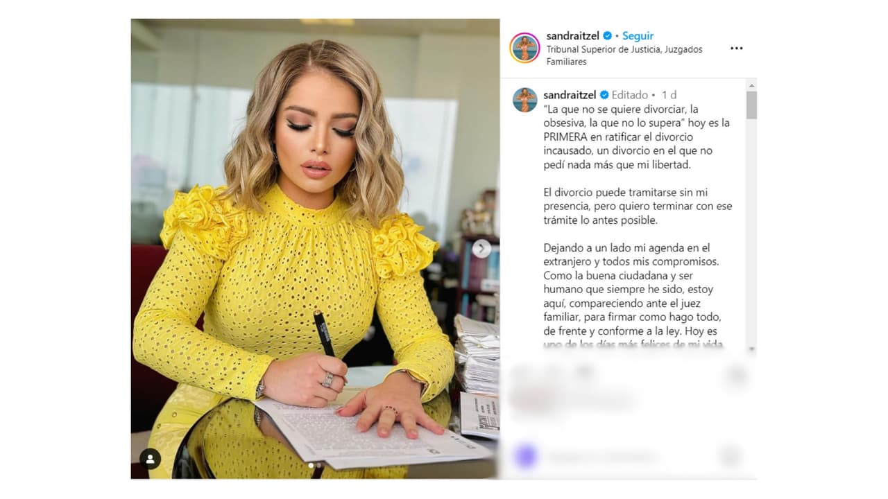 Sandra Itzel ratificó su divorcio con Adrián Di Monte.