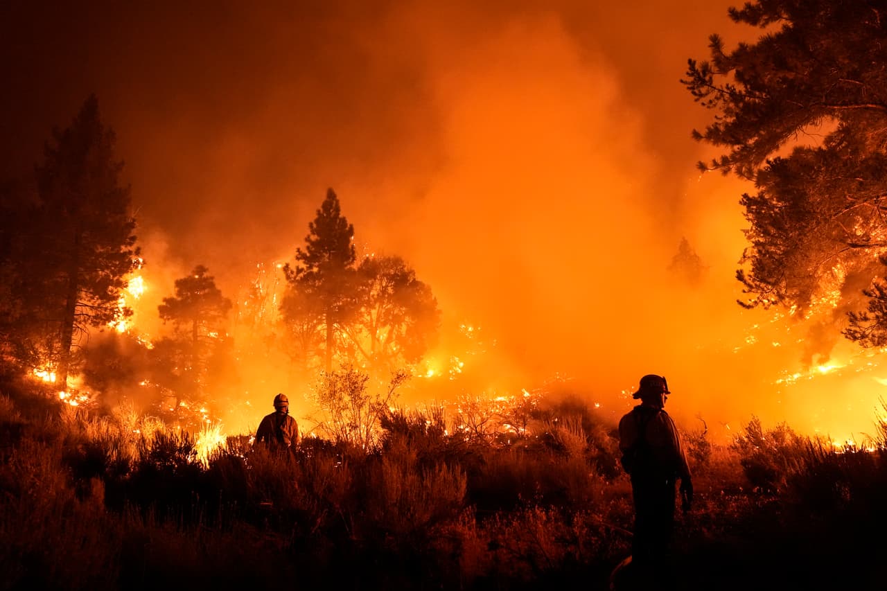 Los bomberos luchan contra tres grandes incendios en el sur de California; Line, Bridge y Airport; lo que complica el combate de los mismos.