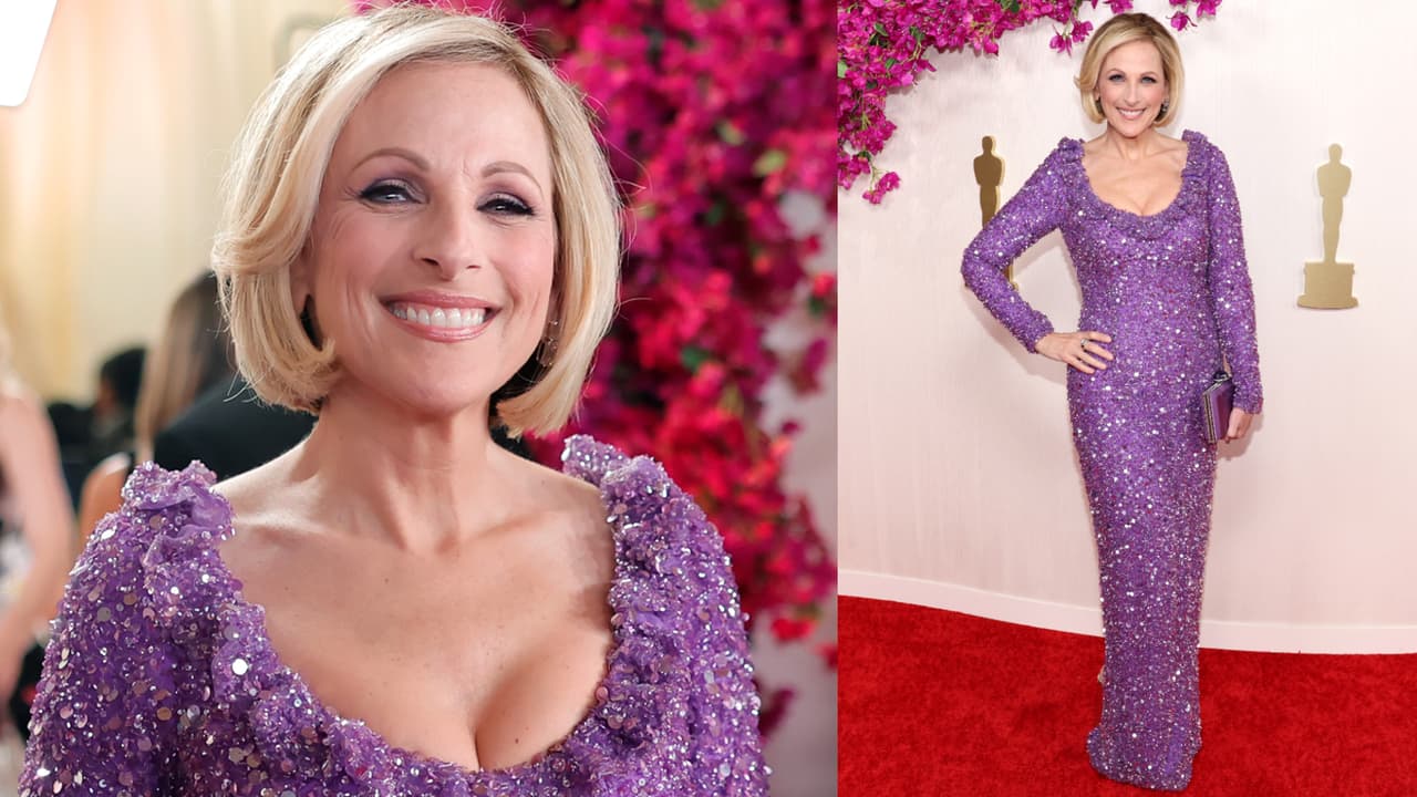 Marlee Matlin, actriz de CODA, la ganadora del Oscar a Mejor Película 2022, llegó este año con este vestido Rodarte a la alfombra roja.