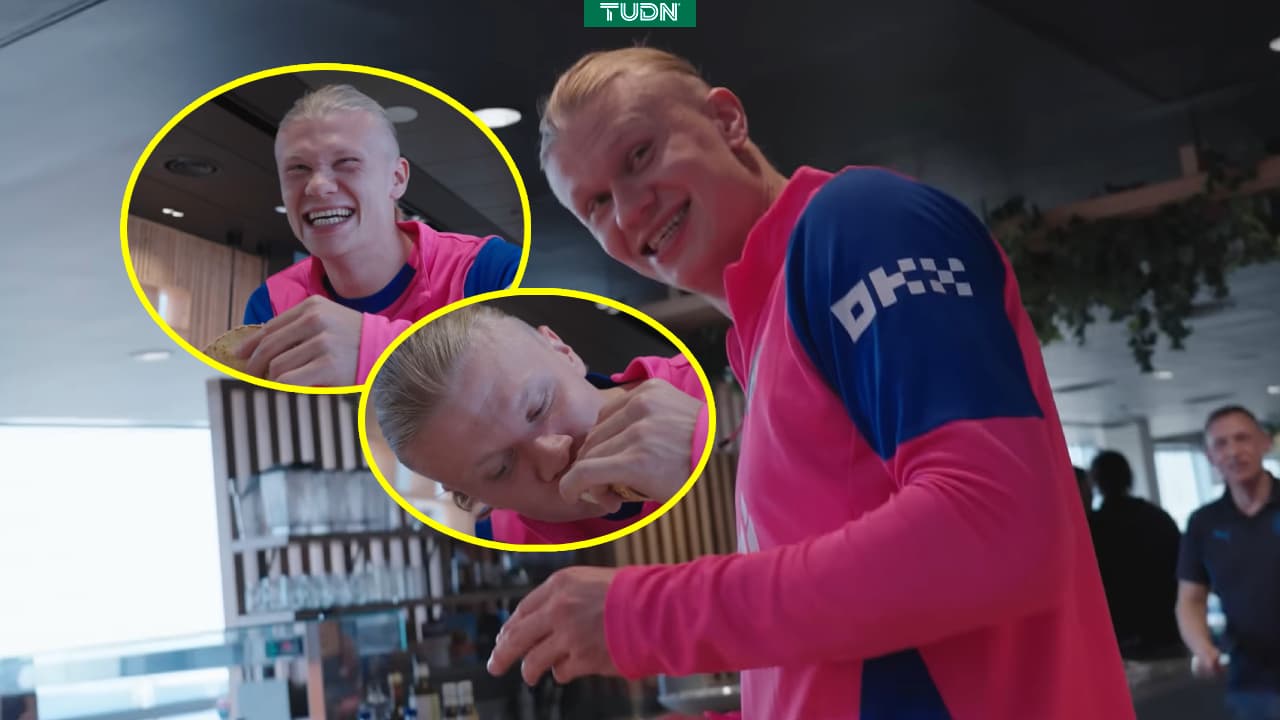 Erling Haaland come tacos en Manchester City y esta es su reacción