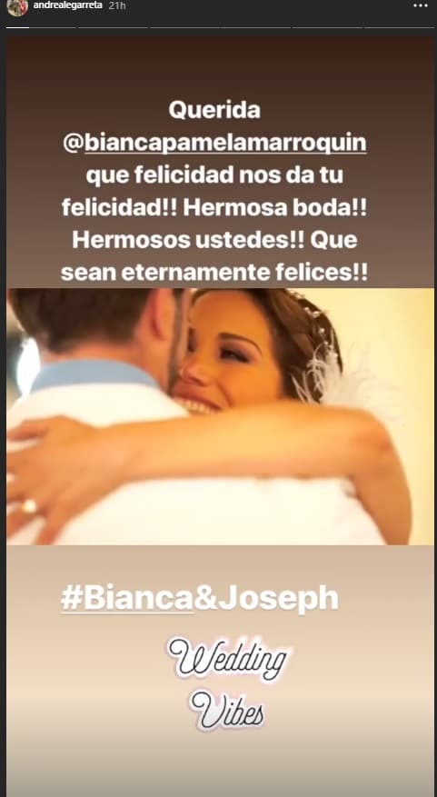 Bianca lució muy emocionada durante su boda con Joseph Schottland. Tal como lo adelantó en el mes de abril en entrevista con Javier Poza, su boda estuvo lleno de detalles. De hecho fueron dos ceremonias.