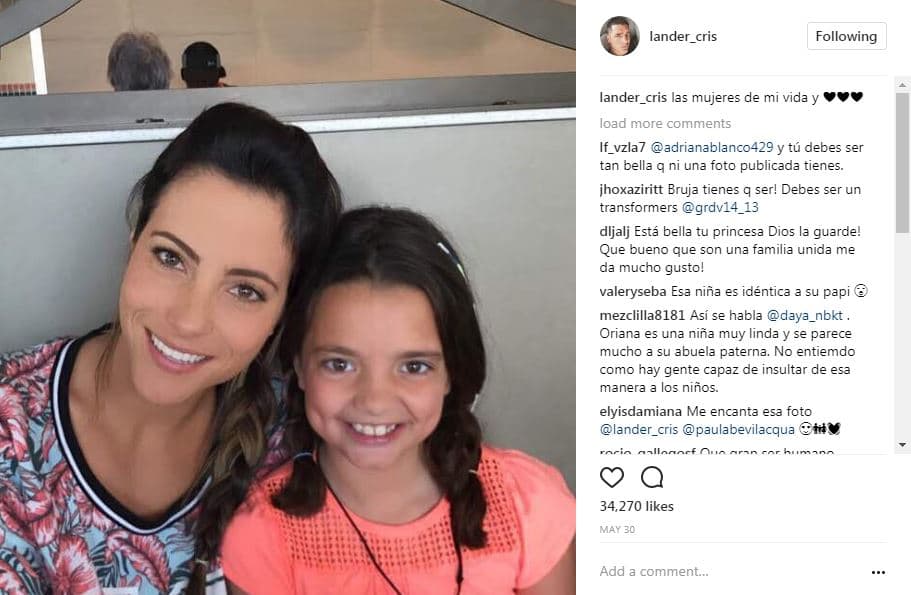 El venezolano también postea fotos de su esposa y Oriana juntas, a quienes considera "las mujeres de su vida".