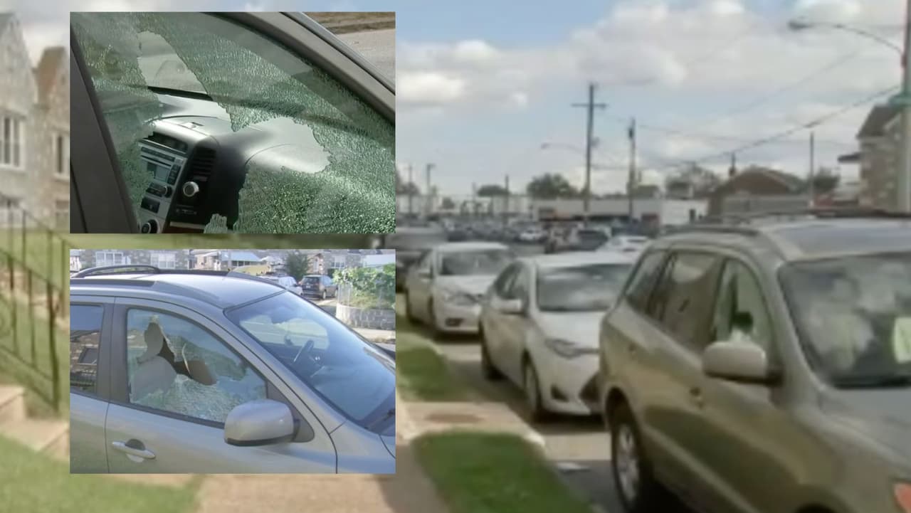 ¿Patrón de vandalismo? A decenas de autos estacionados en una calle de Filadelfia les rompieron las ventanas 