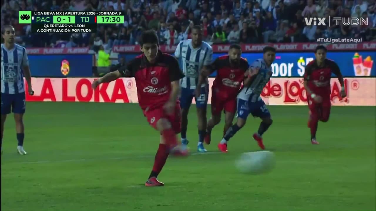 ¡Gilberto Mora 1- 0 Pachuca! El jugador de los Xolos recibe falta y cobra penal