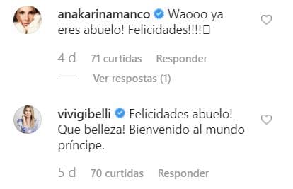 Personalidades como Ana Karina Manco y Viviana Gibelli aprovecharon el momento para felicitar así a Ricardo. 
<br>