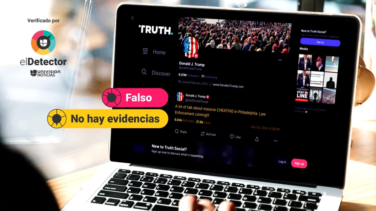 NO es cierto que hay “fraude masivo” en Philadelphia, como denunció sin pruebas Donald Trump en redes sociales