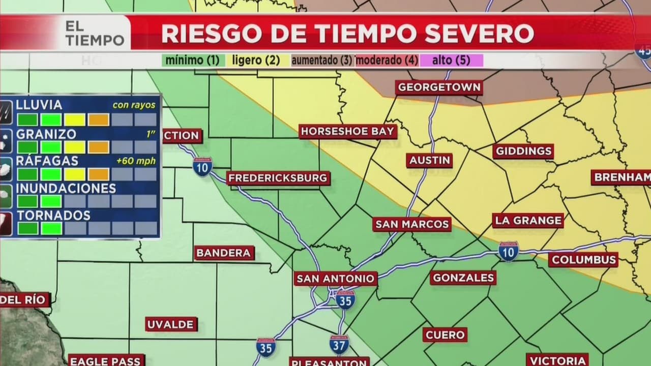 Hay riesgo de tiempo severo para el centro de Texas esta noche 