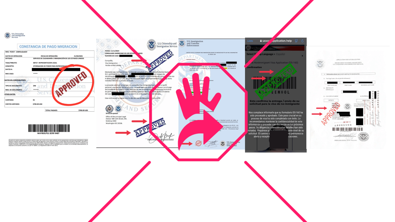 Documentos falsos recibidos para su verificación