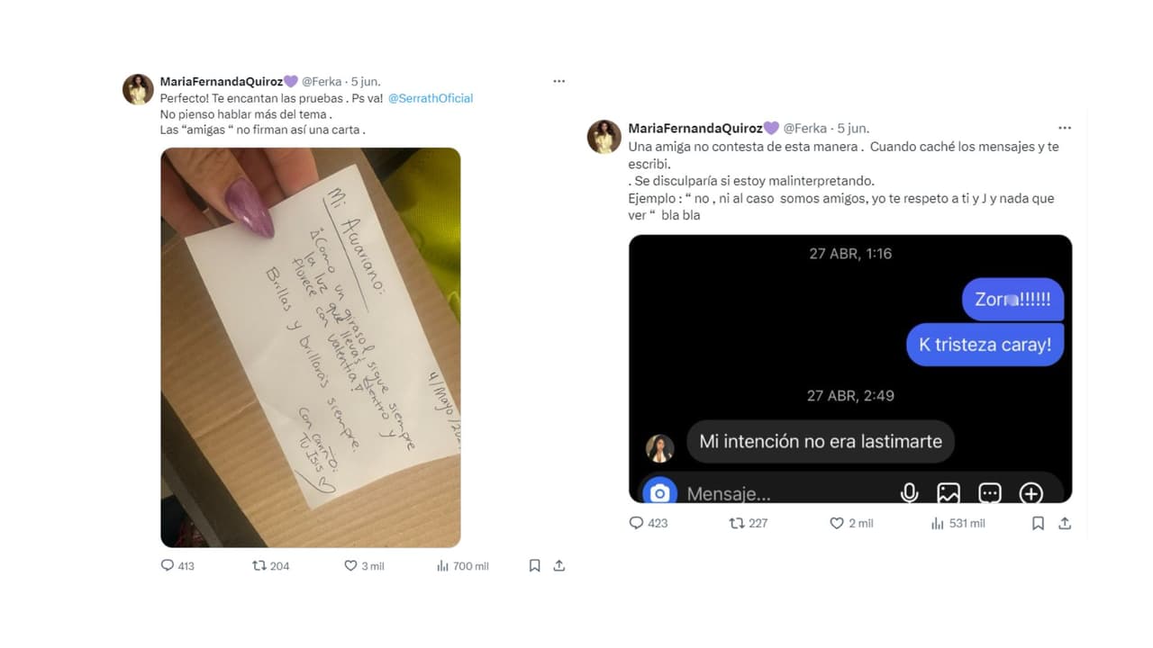 Así expuso Ferka las supuestas pruebas de infidelidad.