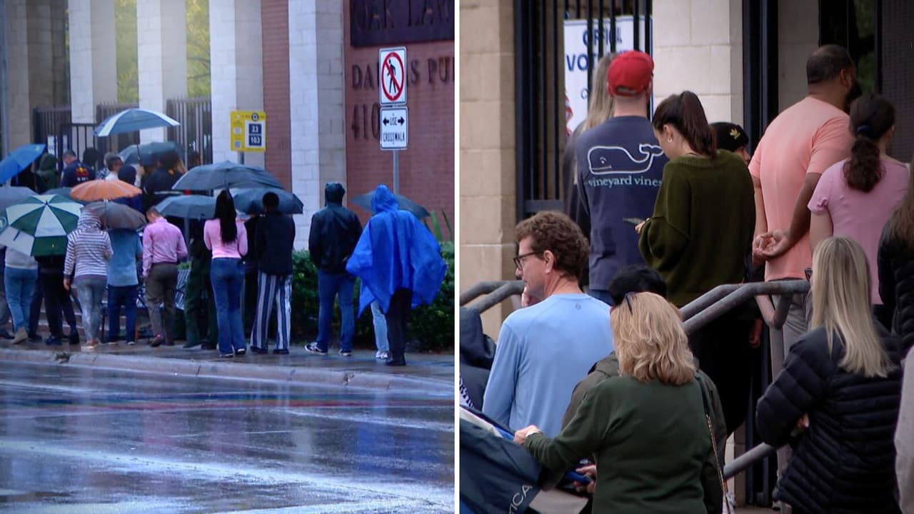 Casillas de votación abren bajo la lluvia en Dallas: Mira las imágenes 