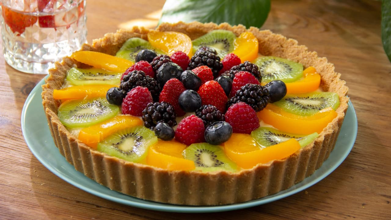 Tarta de frutas con crema pastelera (sin horno)