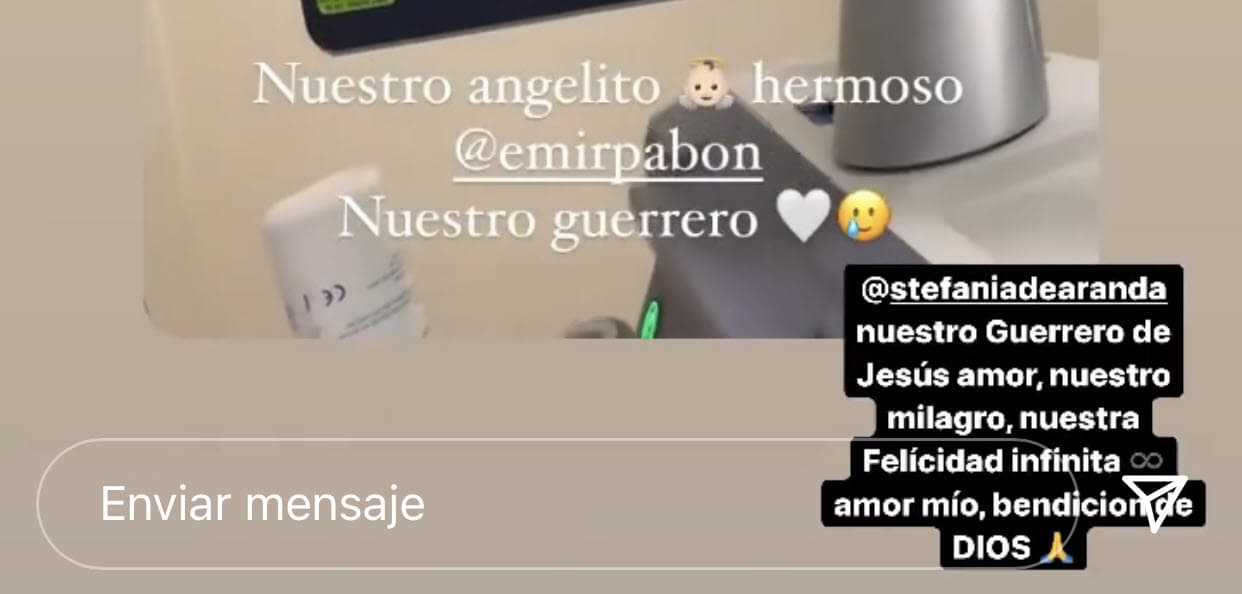 "Nuestro guerrero de Jesús, amor. Nuestro milagro, nuestra felicidad infinita, amor mío", dejó por escrito en la otra imagen del ultrasonido. 
<br>