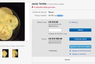 Hace meses el hombre dio a conocer la tortilla en la que según él aparece la cara de Jesucristo y que hoy está a la venta. (Foto: Ebay.com)