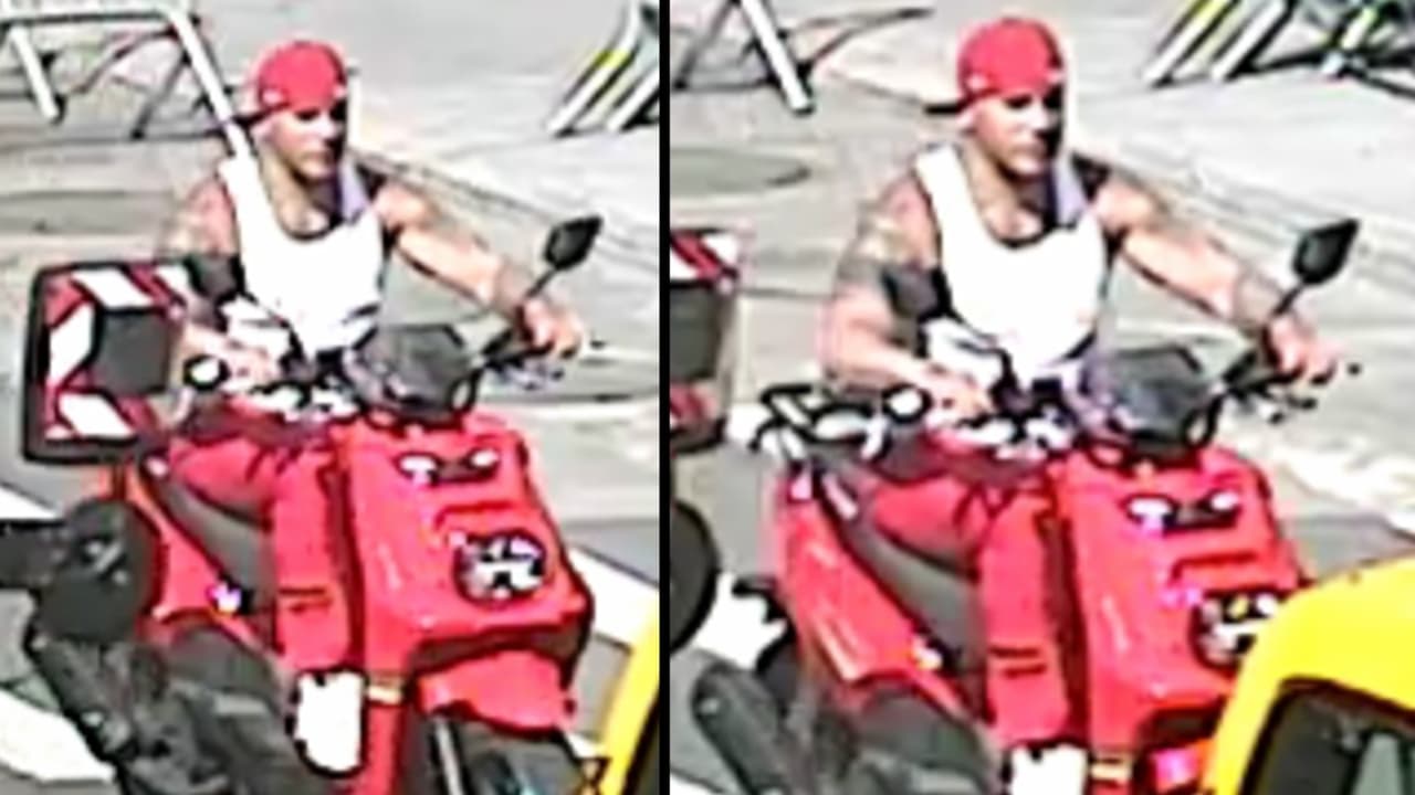 Cuidado con este hombre en Manhattan: "toca" a las mujeres desde su moto scooter roja