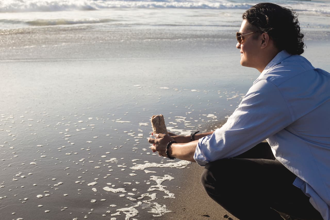 Entre las fotos de una pareja no pueden faltar las de la vista a la playa.