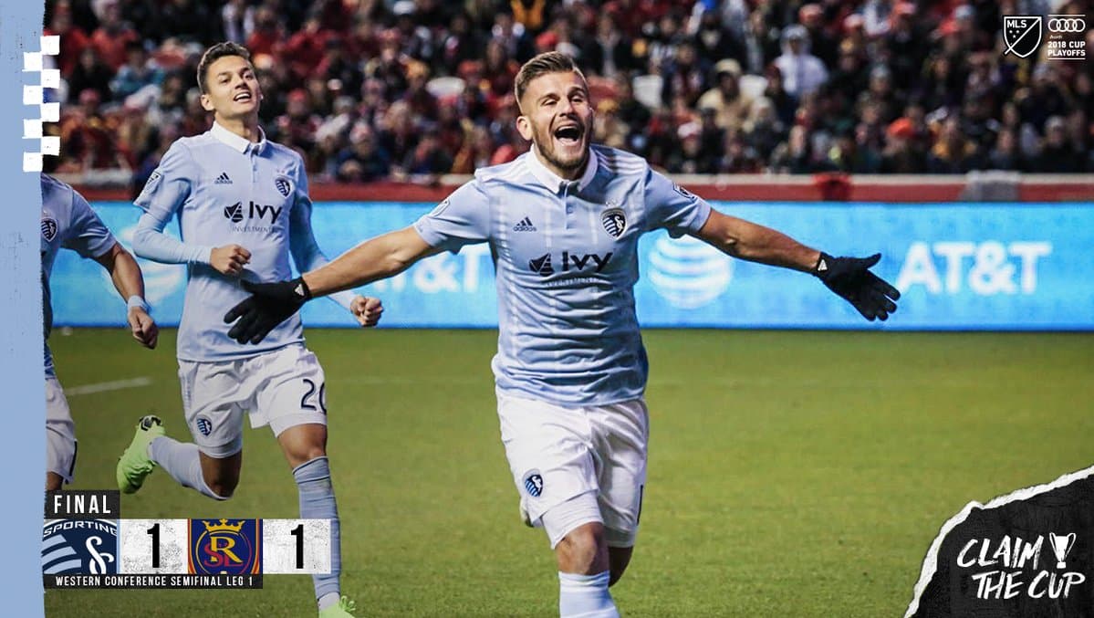 El chileno Diego Rubio rescata el empate para Sporting KC en partido de ida de semifinales en Salt Lake