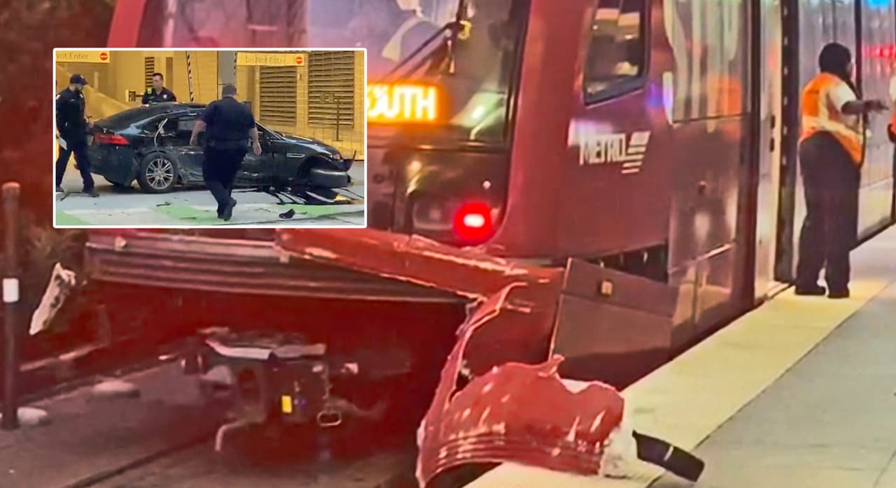 Reportan dos lesionados tras choque de un automóvil y un tren ligero en el centro de Houston