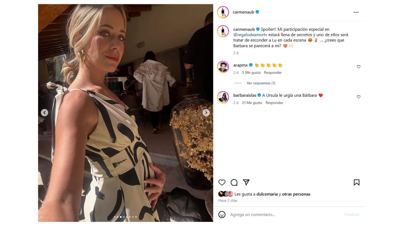 Carmen Aub está por llegar a su quinto mes de embarazo y así lo presumió.