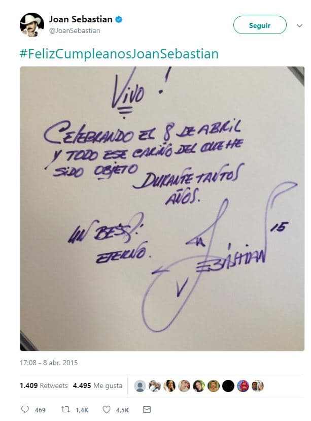 Unos meses antes de su muerte, justo en su cumpleaños, el cantante publicó este mensaje escrito a mano, en el que celebraba estar vivo.