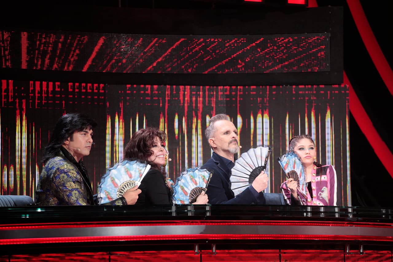 Aquí el resultado final: los cuatro extendieron sus abanicos exclusivamente para posar para los fotógrafos.