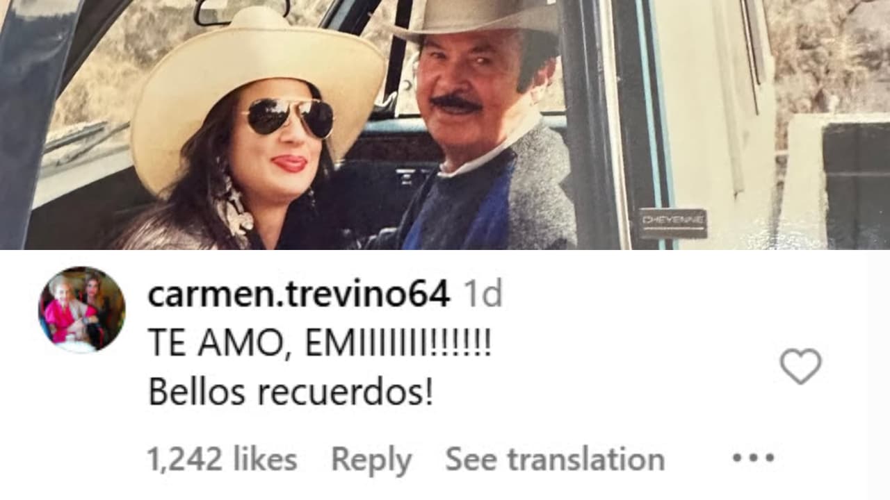 Entre las fotos que Emiliano Aguilar compartió sobre su madre está una en la que ella aparece al lado de don Antonio Aguilar. Carmen Treviño reaccionó con un cariñoso mensaje para su hijo tras la publicación.