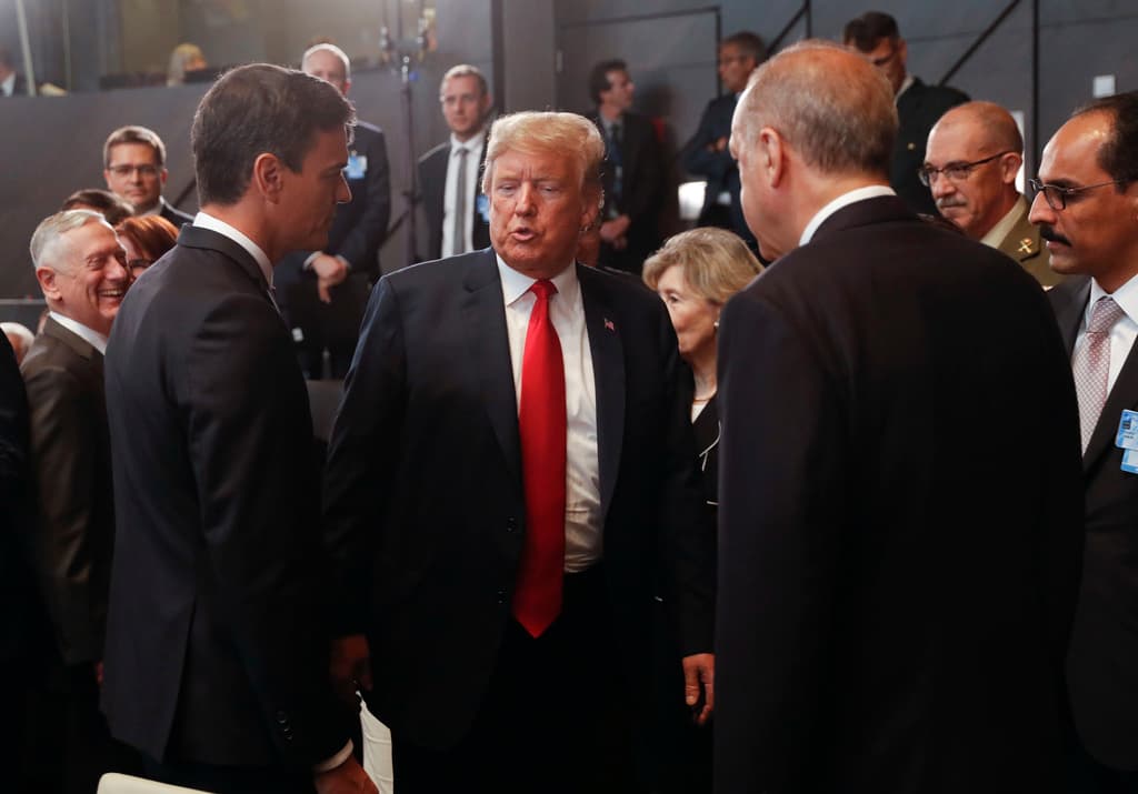 Sánchez con Trump y Erdogan en una imagen de archivo. (AP Photo/Pablo Martinez Monsivais, Pool, File)