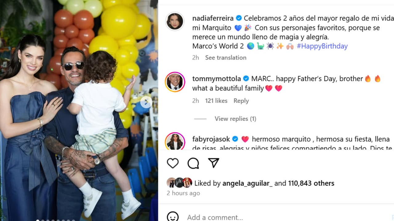 Nadia Ferreira y Marc Anthony reaparecieron así con su hijo Marquito durante la fiesta de cumpleaños del niño.