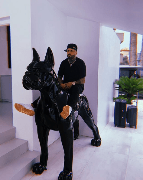 <b>8. Nicky Jam:</b> el cantante también ha demostrado tener un gran sentido del humor y saber divertirse, como se puede apreciar en esta imagen, en la que aparece montado sobre la escultura de un perro gigante.