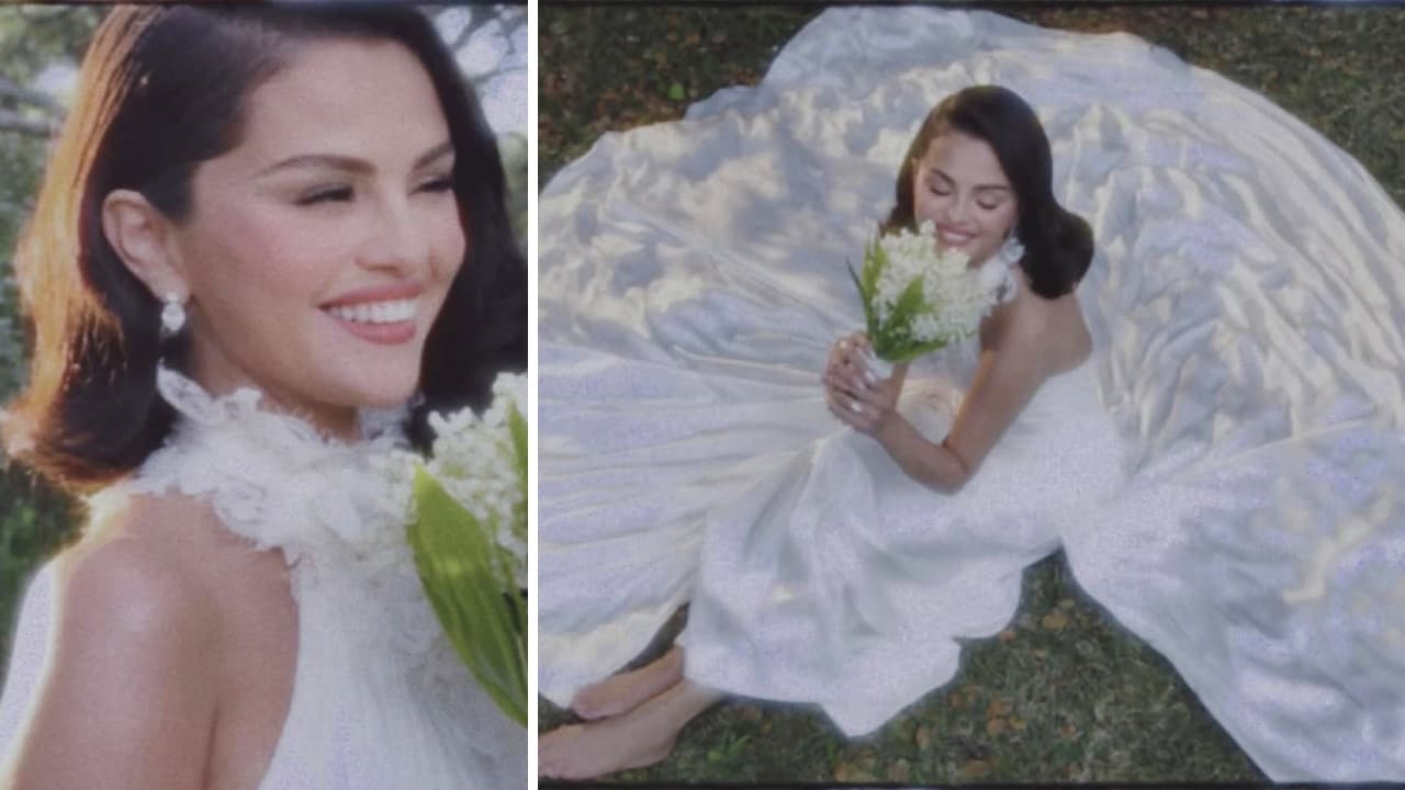 El vestido de novia de Selena Gómez: llegó al altar con un look clásico y especial
