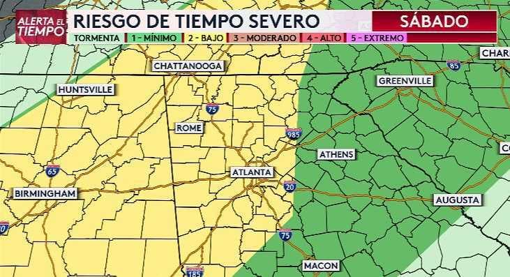 Advierten ante la posibilidad de tormentas severas en el norte y centro de Georgia 