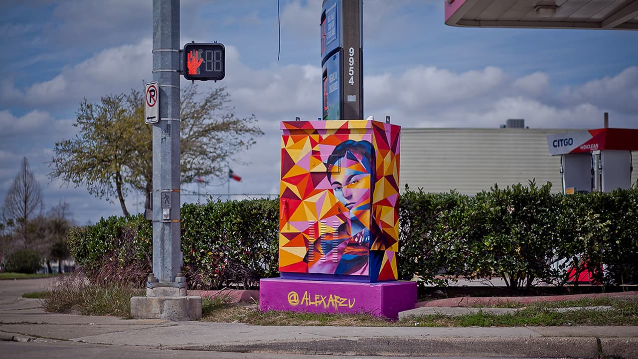 Título de obra: Frida
<br>Artista: Alex Arzu
<br>Ubicación: Stella Link y West Bellfort