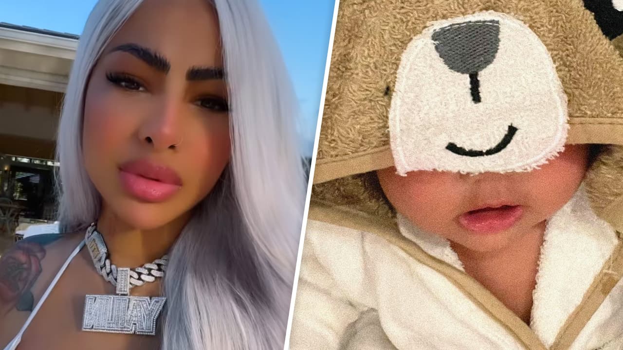 Hija de Anuel y Yailin se deja ver posando en la piscina con enorme collar en el cuello