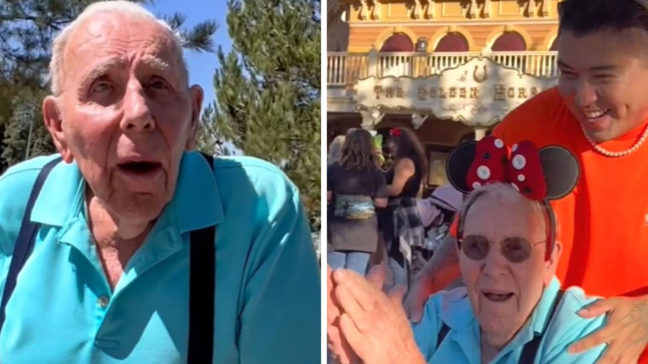 Abuelito de 100 años visita Disneyland gracias a que un desconocido lo invitó: volvió a ser niño