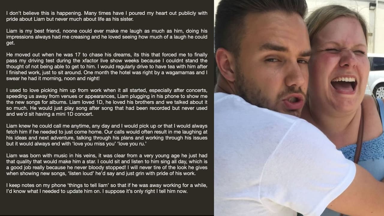 Este es parte del desgarrador mensaje que Ruth Gibbins, hermana mayor de Liam Payne, le dedicó en Instagram tras su repentina y trágica muerte.