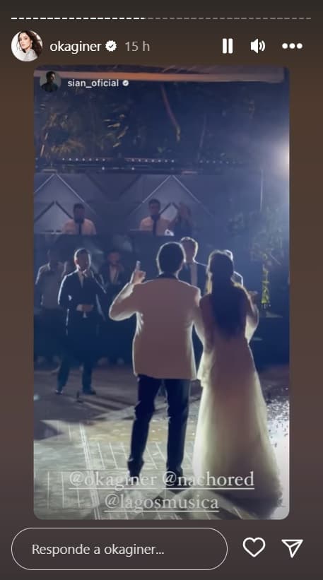 La sorpresa llegó cuando el grupo Lagos se unió a Lasso para cantar ‘Mónaco’ y su éxito ‘Ojos marrones’ frente a los recién casados.
<br>