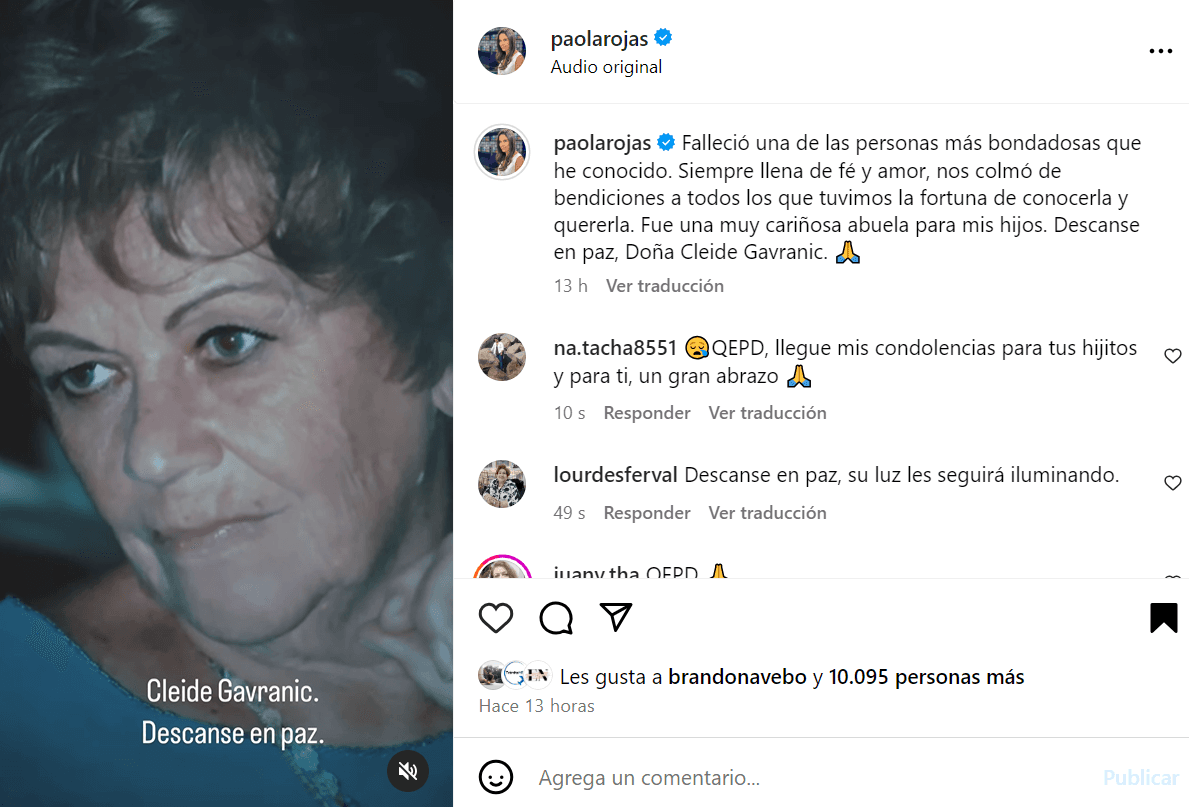 Paola Rojas se despide de su exsuegra con emotivo mensaje