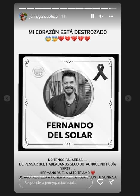 “Mi corazón está destrozado. No tengo palabras, de pensar que hablábamos seguido, aunque no podía verte. Hermano, vuela alto, te amo de aquí al cielo. A poner a reír a todos con tu sonrisa”, escribió García en una Historia de Instagram.
<br>