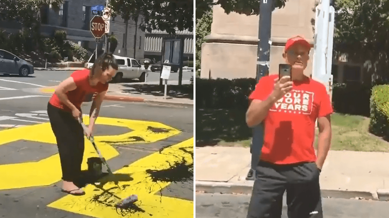 Seguidores de Trump enfrentan cargos de "odio" por pintar sobre un mural de 'Black Lives Matter'