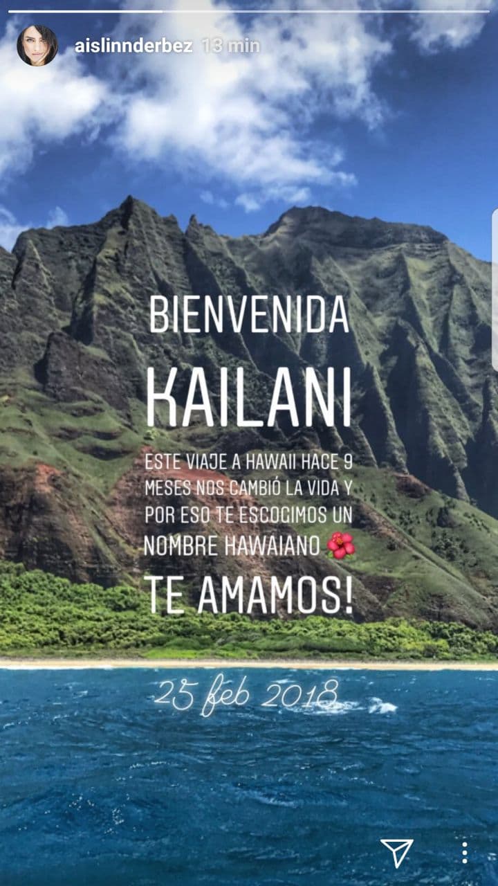 Kailani, la primogénita de Aislinn Derbez y Mauricio Ochmann, nació en la ciudad de Los Ángeles, California, el 25 de Febrero de 2018.