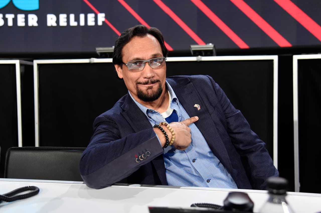 LOS ANGELES, CA - OCTOBER 14: In this handout photo provided by One Voice: Somos Live!, actor Jimmy Smits participates in the phone bank during "One Voice: Somos Live! A Concert For Disaster Relief" at the Universal Studios Lot on October 14, 2017 in Los Angeles, California. (Photo by Kevin Mazur/One Voice: Somos Live!/Getty Images)
