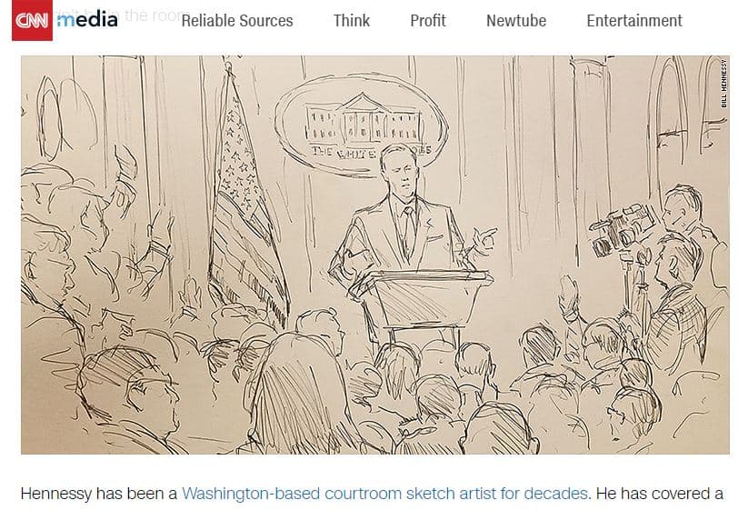 A falta de video, buenos son estos dibujos que usó CNN para 'ilustrar' la rueda de prensa del viernes.