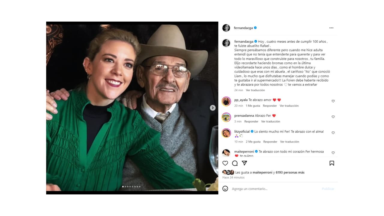 Así despidió Fernanda Castillo a su abuelo.
