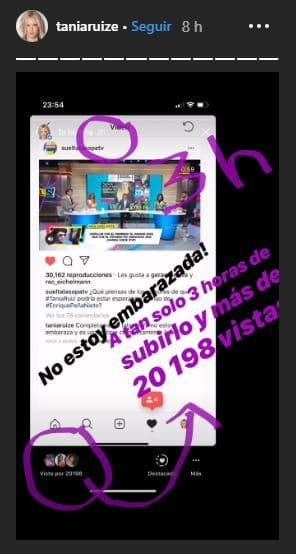 Incluso, Tania se sorprendió del alcance que tuvo una de sus publicaciones tras desmentir su embarazo.