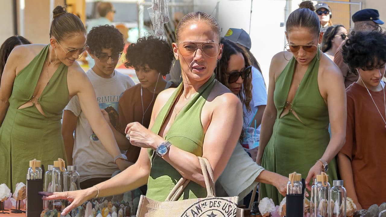 Con vestido de 600 dólares, JLo refrenda que le encanta ir al mercado de pulgas junto a Emme 
