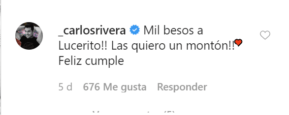 Otro famoso que se unió a la celebración fue Carlos Rivera al comentar: “Mil besos a Lucerito!! ¡¡Las quiero un montón!! ❤️❤️ Feliz cumple.”
<br>