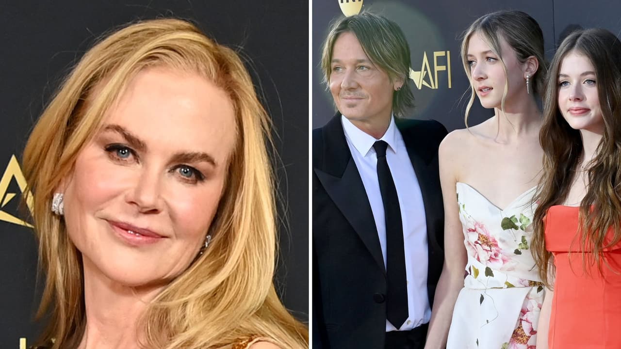 Nicole Kidman con su esposo, Keith Urban, y sus hijas Sunday y Faith.