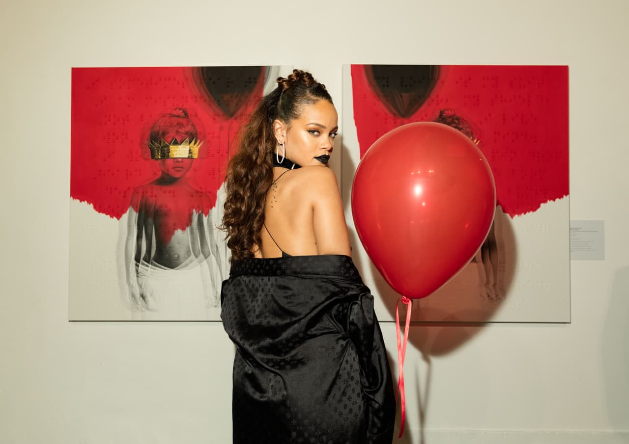 LOS ANGELES, CA - OCTOBER 07: Singer Rihanna at Rihanna's 8th album artwork reveal for 'ANTI' at MAMA Gallery on October 7, 2015 in Los Angeles, California. (Photo by Christopher Polk/Getty Images for WESTBURY ROAD ENTERTAINMENT LLC)