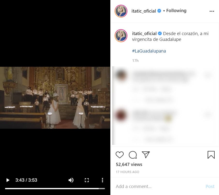 Este 2020 lanzó una nueva versión del tema 'La Guadalupana', el cual cantó junto a su hija María Itatí y tiene un significado muy especial por la reciente muerte de su mamá: "Yo a mi madre le prometí que iba a hacer una nueva versión de 'La Guadalupana' […] Qué mejor que este año, así como lo quería mi mamá y ahora todavía mejor porque María Itatí canta muy bonito y entonces la invité a la tradición de cantarle a la Virgen de Guadalupe", dijo al programa Hoy.